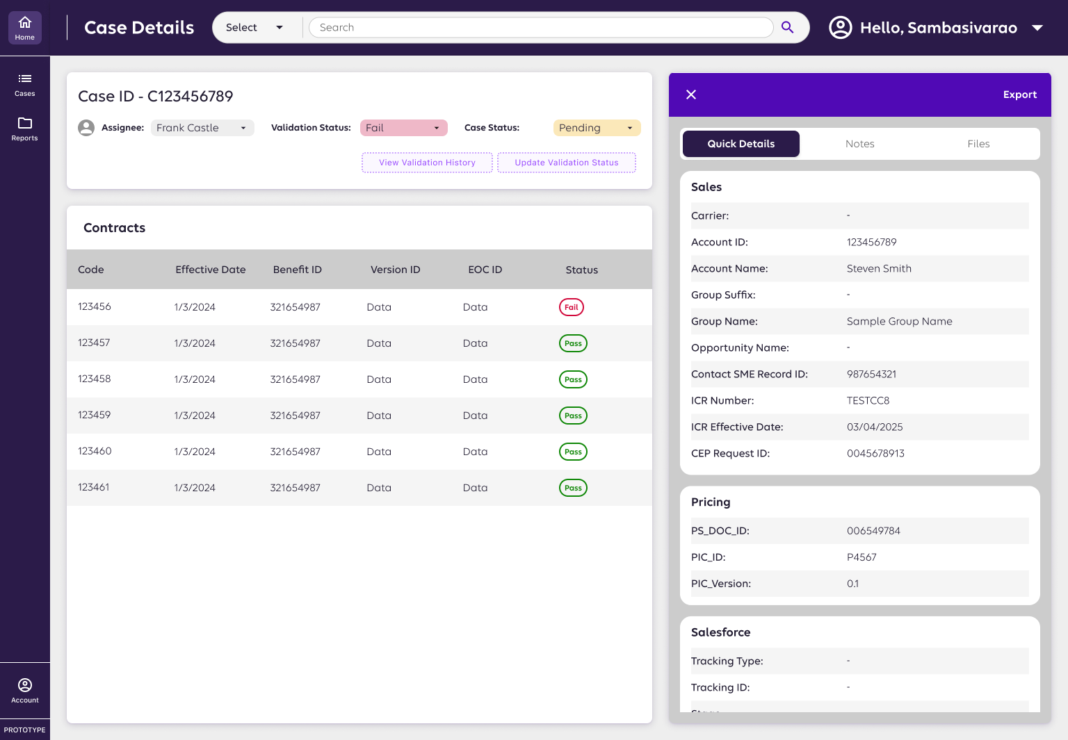 Case Review System Mockup